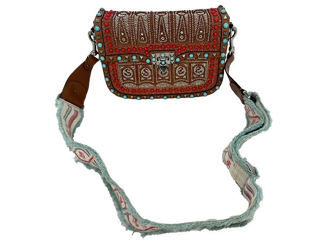 Sac bandoulière Valentino Garavani Rockstud Rolling en cuir marron Rouge - vue 2