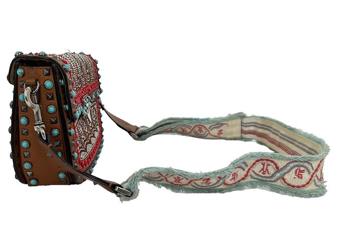 Sac bandoulière Valentino Garavani Rockstud Rolling en cuir marron Rouge - vue 4