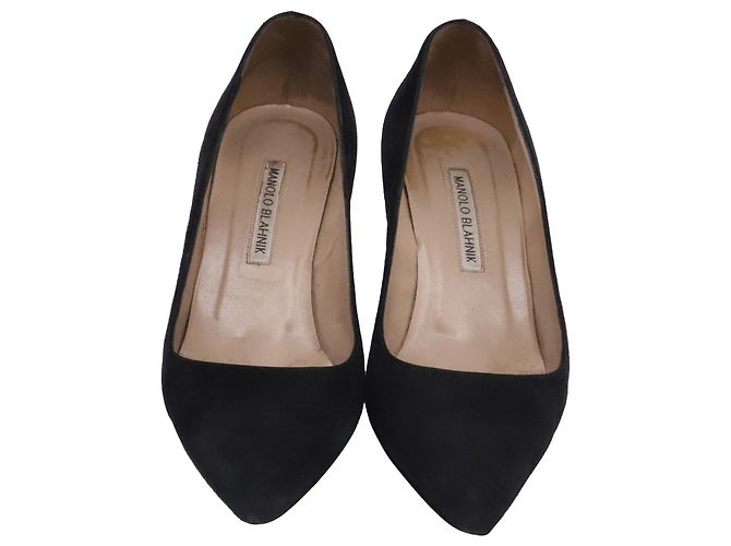 Décolleté a punta Manolo Blahnik in camoscio nero - vista 2