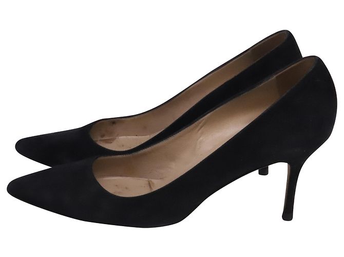 Décolleté a punta Manolo Blahnik in camoscio nero - vista 4