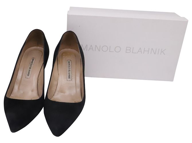 Décolleté a punta Manolo Blahnik in camoscio nero - vista 6