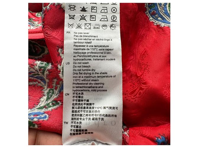 Robe courte imprimée à encolure drapée Sandro en viscose rouge - vue 12