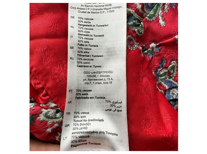 Robe courte imprimée à encolure drapée Sandro en viscose rouge - vue 14