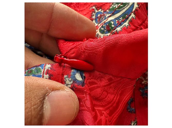 Robe courte imprimée à encolure drapée Sandro en viscose rouge - vue 4