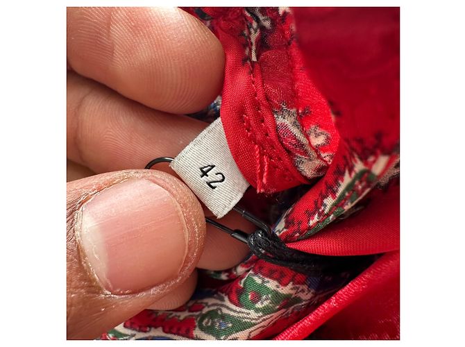 Robe courte imprimée à encolure drapée Sandro en viscose rouge - vue 8