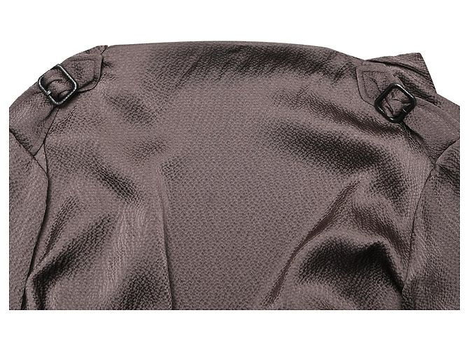 Hermès Midi-Kleid mit langen Ärmeln und Bindegürtel aus brauner Seide Rot - Ansicht 4