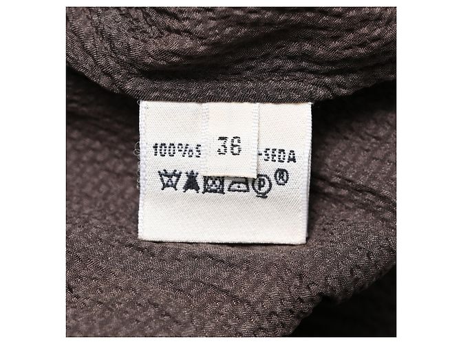 Hermès Midi-Kleid mit langen Ärmeln und Bindegürtel aus brauner Seide Rot - Ansicht 6