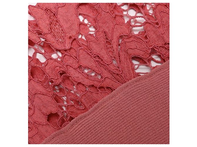 Valentino Garavani Mini vestido Valentino com acabamento em renda em viscose rosa - vista 11