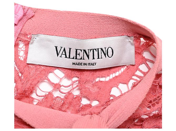 Valentino Garavani Mini vestido Valentino com acabamento em renda em viscose rosa - vista 5