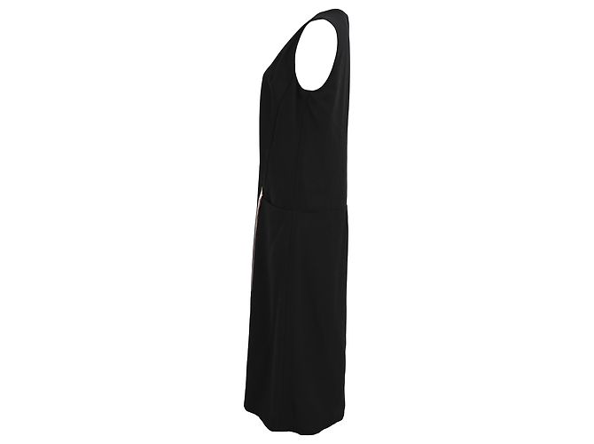 Abito midi con scollo a V Giorgio Armani in lana nera Nero - vista 2