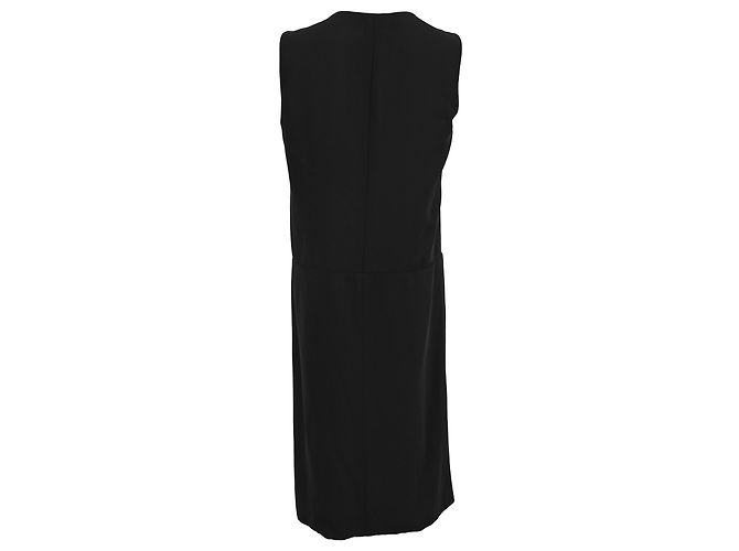 Abito midi con scollo a V Giorgio Armani in lana nera Nero - vista 3