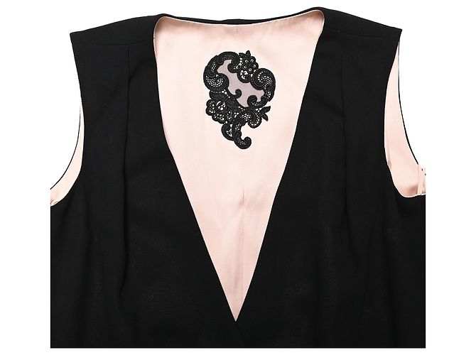 Abito midi con scollo a V Giorgio Armani in lana nera Nero - vista 4