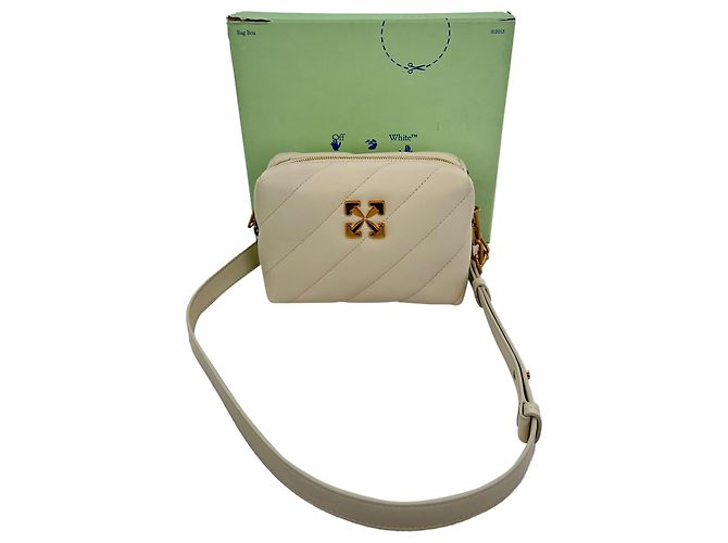 Off White Bolso Camera Off-White Jackhammer en cuero Cream Leather Blanco Crudo - vista 14