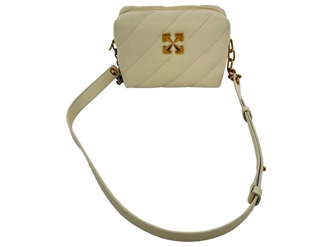 Off White Bolso Camera Off-White Jackhammer en cuero Cream Leather Blanco Crudo - vista 2