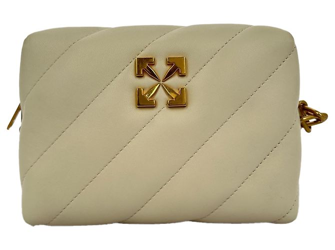 Off White Bolso Camera Off-White Jackhammer en cuero Cream Leather Blanco Crudo - vista 3