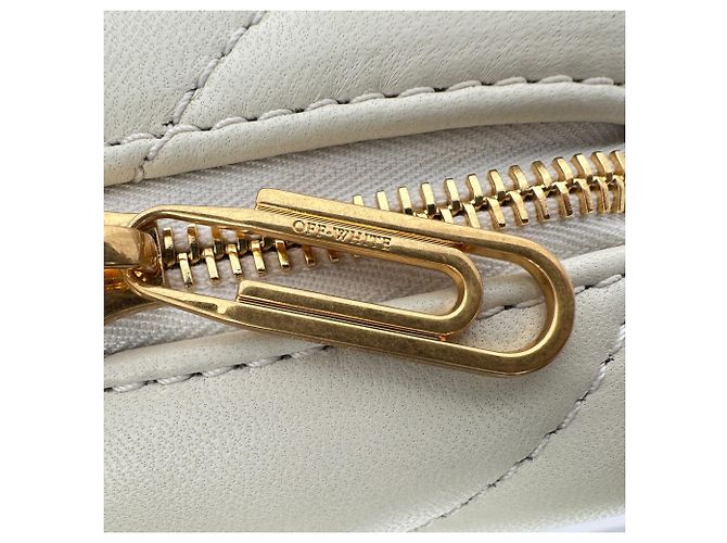 Off White Bolso Camera Off-White Jackhammer en cuero Cream Leather Blanco Crudo - vista 8