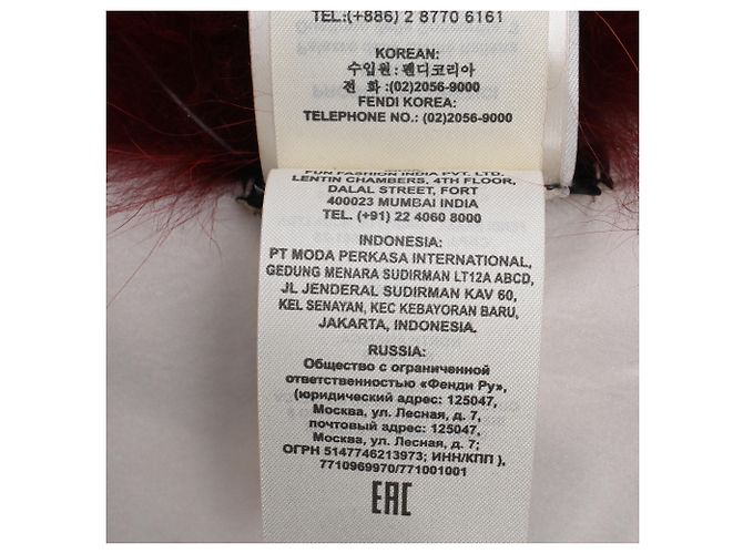 Cachecol Fendi com fivela em pele de raposa borgonha Vermelho Bordeaux - vista 11