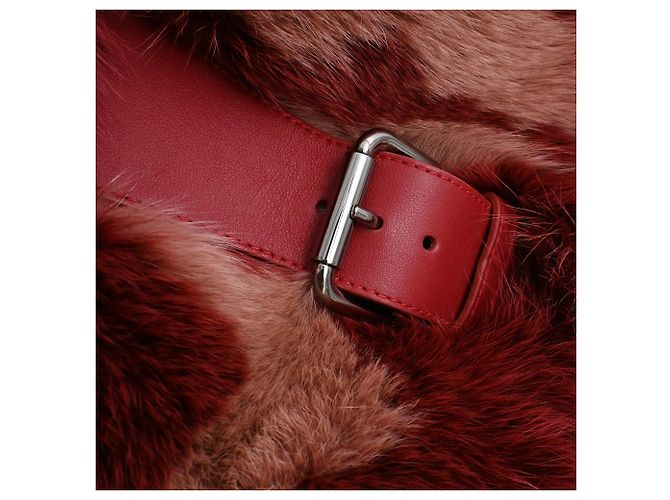 Cachecol Fendi com fivela em pele de raposa borgonha Vermelho Bordeaux - vista 17