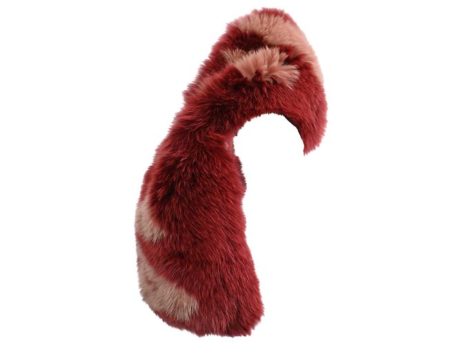 Cachecol Fendi com fivela em pele de raposa borgonha Vermelho Bordeaux - vista 2