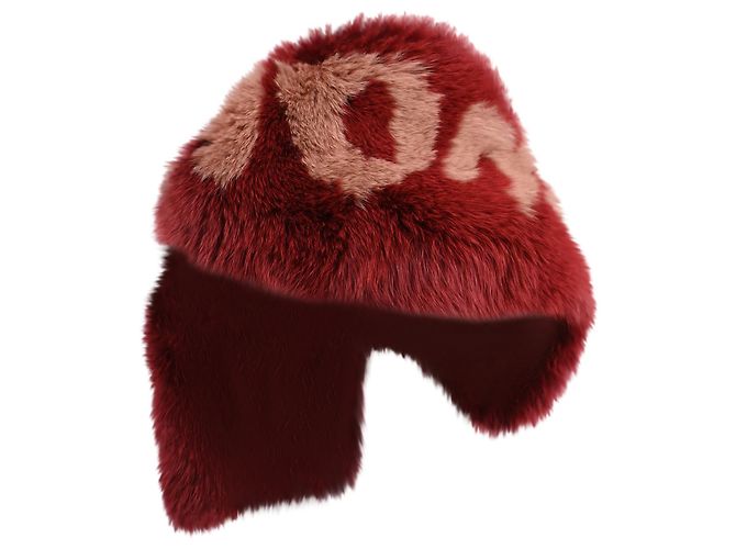 Cachecol Fendi com fivela em pele de raposa borgonha Vermelho Bordeaux - vista 3