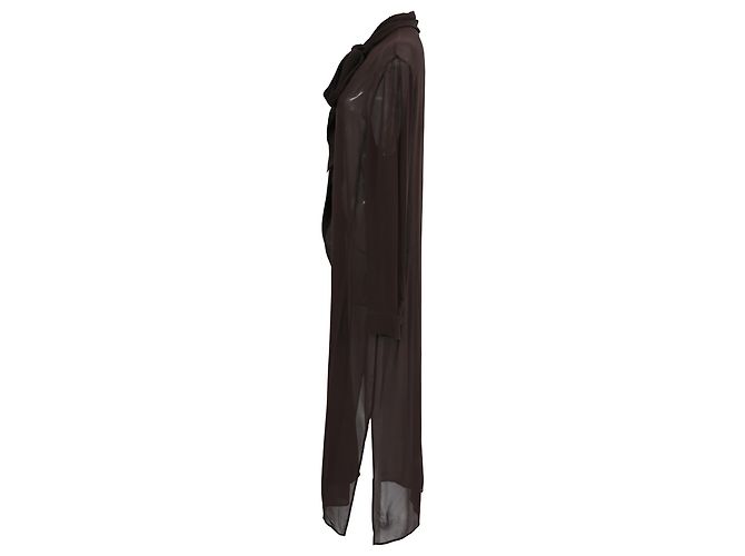 Autre Marque Abito maxi con fiocco al collo Saint Laurent in seta marrone Rosso - vista 2