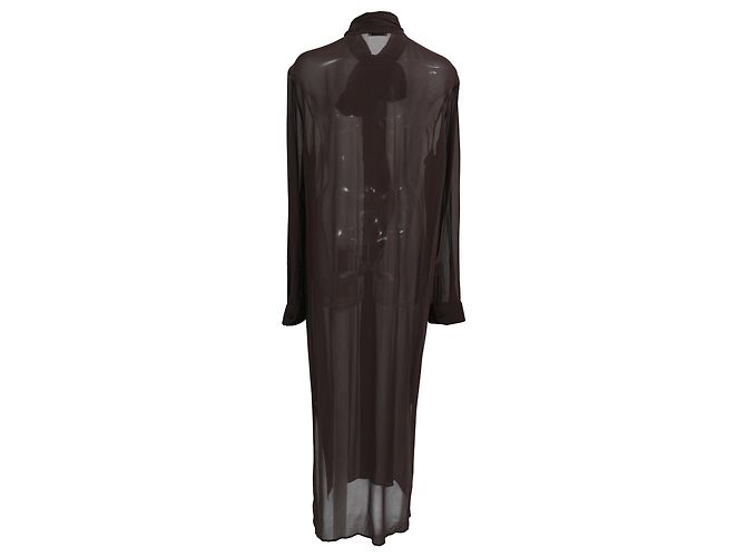 Autre Marque Abito maxi con fiocco al collo Saint Laurent in seta marrone Rosso - vista 3