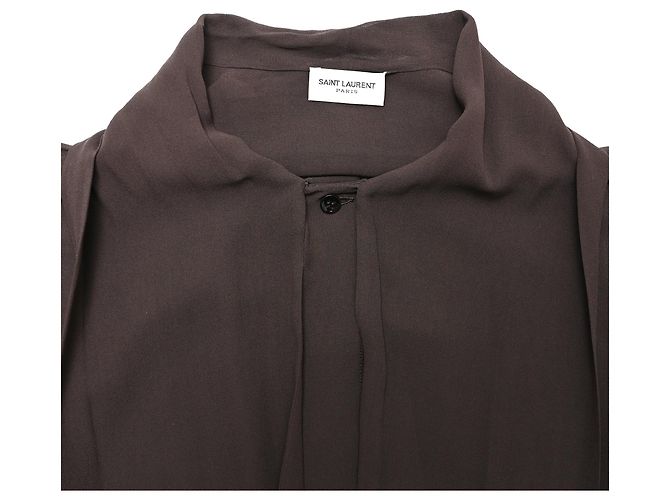 Autre Marque Abito maxi con fiocco al collo Saint Laurent in seta marrone Rosso - vista 4