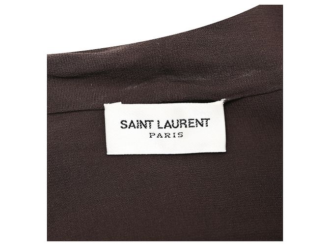 Autre Marque Abito maxi con fiocco al collo Saint Laurent in seta marrone Rosso - vista 5