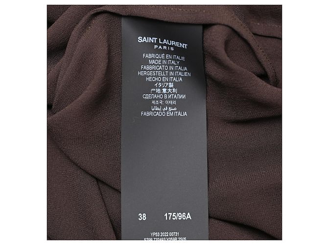 Autre Marque Abito maxi con fiocco al collo Saint Laurent in seta marrone Rosso - vista 6