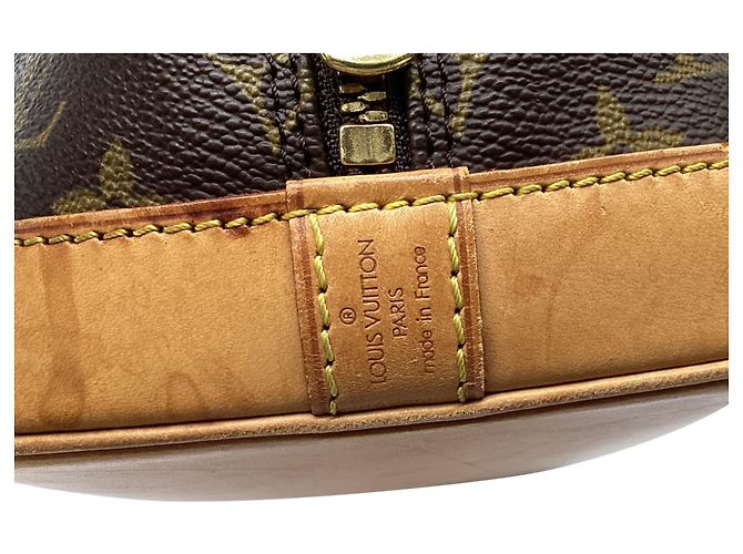 Louis Vuitton Monogram Canvas Alma PM Handtasche aus braunem Leder Rot - Ansicht 15