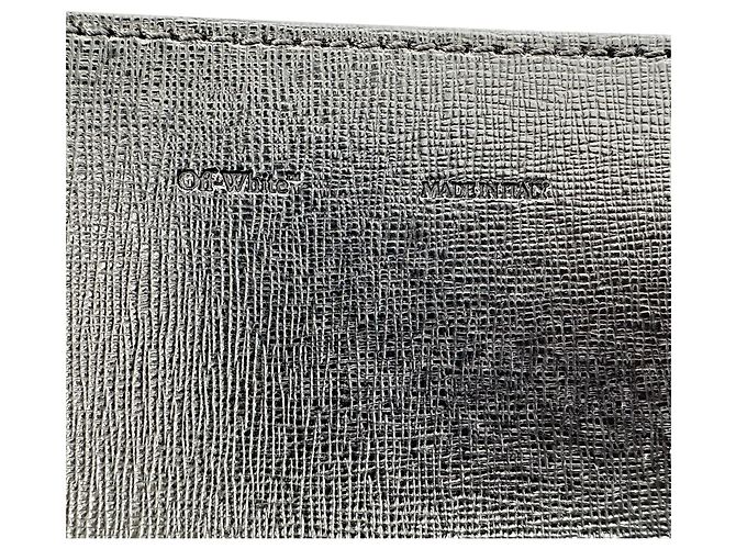 Off White Mini Clip Binder Strip Off-White en piel Saffiano negra Negro - vista 11