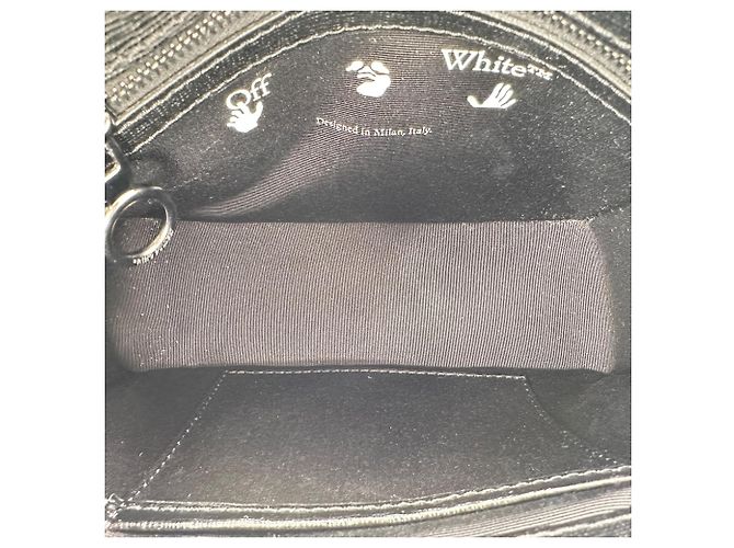 Off White Mini Clip Binder Strip Off-White en piel Saffiano negra Negro - vista 12
