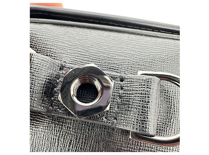 Off White Mini Clip Binder Strip Off-White en piel Saffiano negra Negro - vista 5