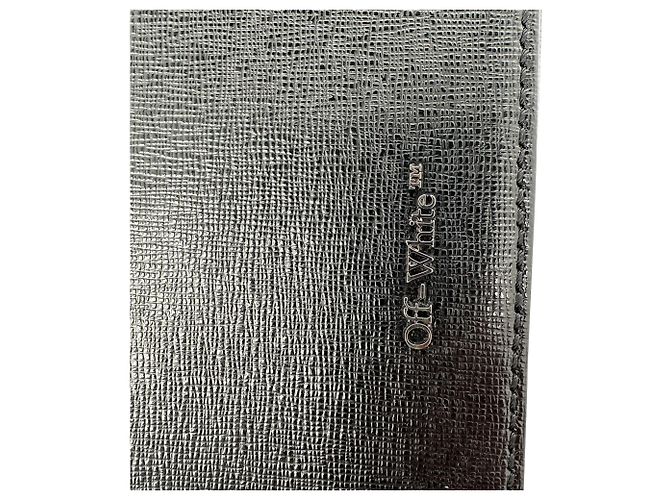 Off White Mini Clip Binder Strip Off-White en piel Saffiano negra Negro - vista 6