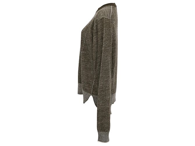 Céline Celine Crewneck Pullover Sweater in Olive Green Cotton - view 2