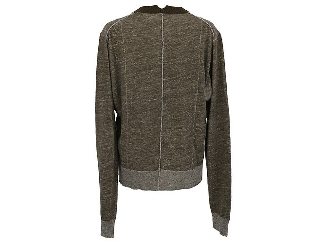 Céline Celine Crewneck Pullover Sweater in Olive Green Cotton - view 3