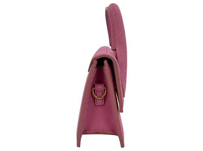Borsa con manico Jacquemus Le Chiquito Long in pelle rosa Stampa python - vista 2