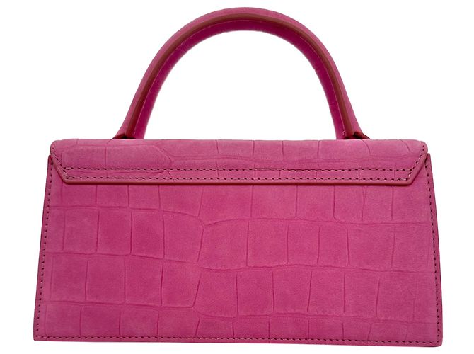 Borsa con manico Jacquemus Le Chiquito Long in pelle rosa Stampa python - vista 3