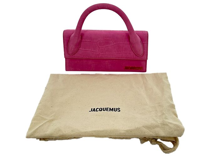Borsa con manico Jacquemus Le Chiquito Long in pelle rosa Stampa python - vista 7