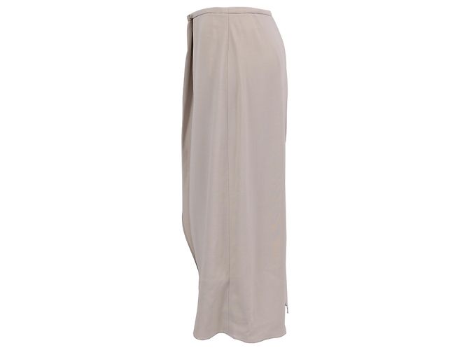 Vestido midi com detalhe transpassado Brunello Cucinelli em lã bege - vista 2
