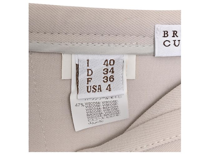 Vestido midi com detalhe transpassado Brunello Cucinelli em lã bege - vista 5