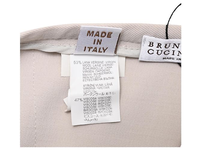Vestido midi com detalhe transpassado Brunello Cucinelli em lã bege - vista 6