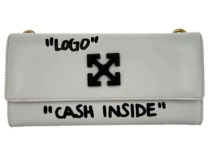 Off White Bolso Off-White Jitney 0.5 con cadena en cuero blanco - vista 2