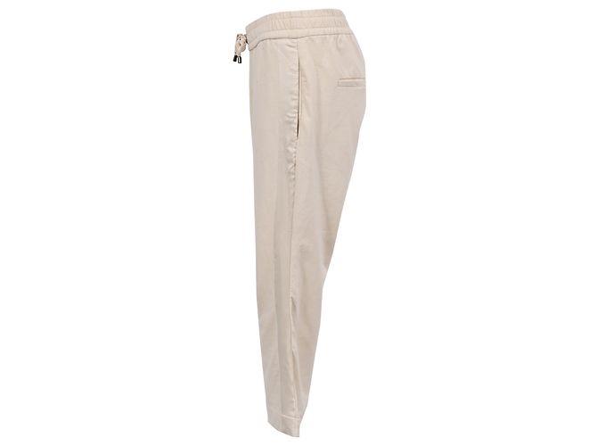 Pantalones de chándal acampanados con cordón Brunello Cucinelli en algodón crema - vista 2