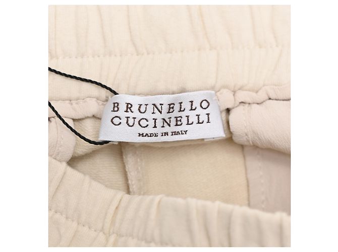 Pantalones de chándal acampanados con cordón Brunello Cucinelli en algodón crema - vista 4