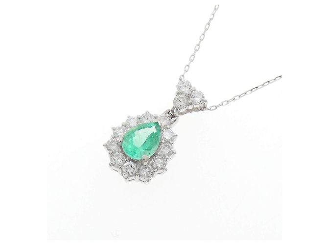 Autre Marque Pt900 K18WG Emerald Necklace Green - view 3