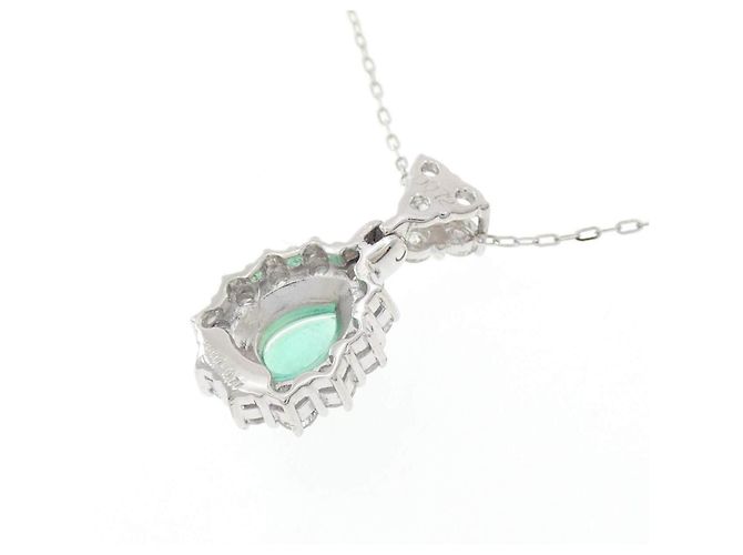 Autre Marque Pt900 K18WG Emerald Necklace Green - view 4