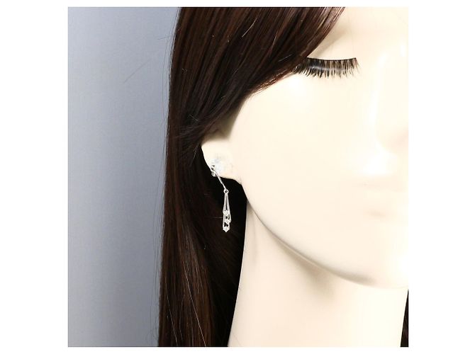 Autre Marque K14 14K Weißgold Clip-Ohrringe mit Diamanten Golden - Ansicht 4