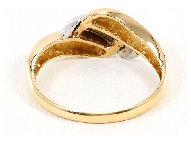Autre Marque Anillo alianza de platino y oro amarillo con diamante Dorado - vista 3