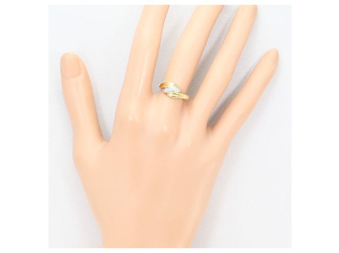 Autre Marque Anillo alianza de platino y oro amarillo con diamante Dorado - vista 6